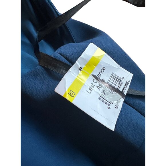 After Six Atlantic Blue Formal Gown Size 8R Off-The-Shoulder Slit Maxi Dress - Picture 7 of 8